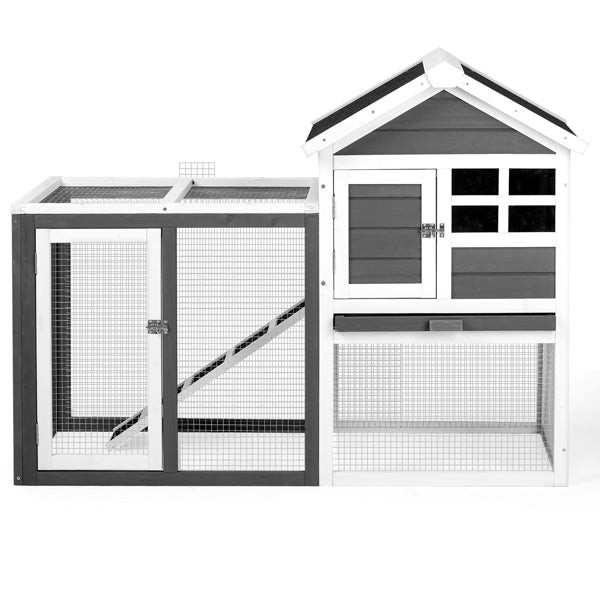 Chicken Coop Kit 47" with Run and Ramp, Gray Fir Wood, 3 Chickens Max