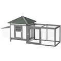 Chicken Coop Kit 77" with Nesting Box, Ramp, Run, Gray Fir Wood, 3 Chickens Max